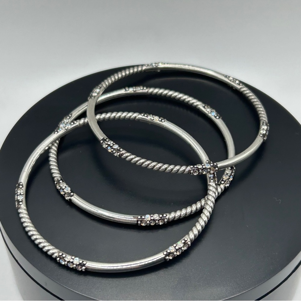 Brighton - Silver & Crystal Stackable Bracelet Se… - image 4